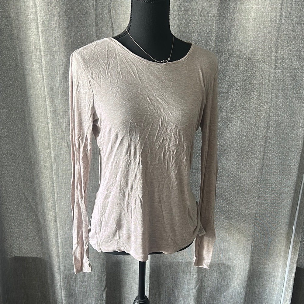White House Black Market Tan Fitted Ribbed Blouse